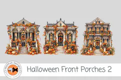 PNG Halloween Watercolor Front Porches 2 Product Image 3