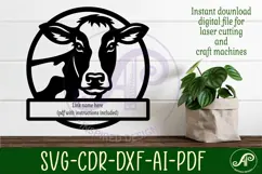 Cow Name Sign SVG - Holstein Cow Nursery Name Sign Product Image 2
