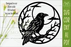 Raven Moon Wall Art SVG, Gothic Halloween Laser Cut File Product Image 2