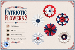 Patriotic Flowers 2 PNG Paper Flowers Product Image 3