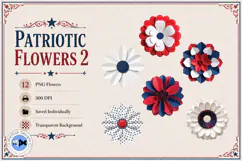 Patriotic Flowers 2 PNG Paper Flowers Product Image 3