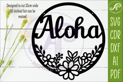 Round Floral Aloha Sign SVG, Laser Cut Door Sign Product Image 2
