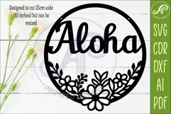 Round Floral Aloha Sign SVG, Laser Cut Door Sign Product Image 2