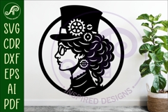 Steampunk Lady profile laser cut wall sign Product Image 2