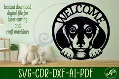 Welcome sign with dachshund dog wall art sign, SVG file. vec Product Image 2