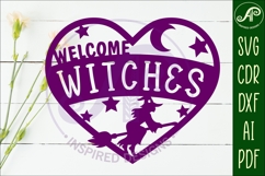 Welcome witches Halloween heart laser cut wall sign Product Image 2