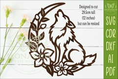 Floral Wolf Moon Wall Art SVG, Nature Inspired Laser Cut Product Image 2