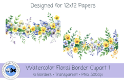 Watercolor PNG 300dpi Floral Borders 1 Product Image 3