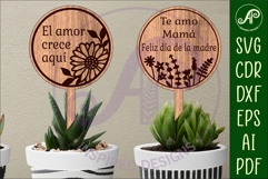 Mother&#039;s day Spanish plant stake laser engraved SVG 3 and 4 Product Image 2