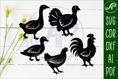 Farm bird silhouette laser cut outs SVG file Product Image 2