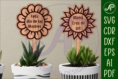 Mother&#039;s day Spanish plant stake laser engraved SVG flowers Product Image 2
