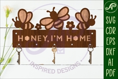 Bee themed Honey, I&#039;m Home Key holder designs Product Image 2