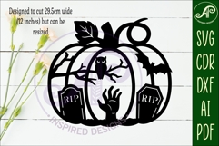 Pumpkin halloween graveyard wall sign svg laser cut file Product Image 2