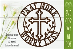 Pray More Worry Less Christian Cross Wall Sign Faith Decor Product Image 2