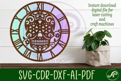Sugar skull wall clock laser cut files Product Image 2