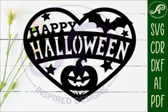 Happy Halloween heart laser cut wall sign Product Image 2