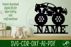 Monster car truck name sign svg laser cut template Product Image 2