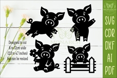 Cute Pig Silhouettes SVG Farm Animal Laser Cut Files 2 Product Image 2