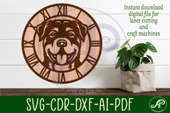 Rottweiler dog clock wall clock laser cut file Product Image 2