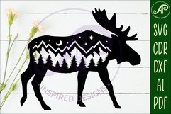 Moose forest scene wall art sign, SVG file. vector Product Image 2