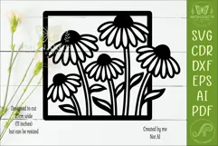 Coneflower Garden Wall Art Laser Cut SVG Floral Square Product Image 2