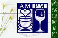 AM PM Coffee and wine wall sign, SVG file. vector sign Product Image 2