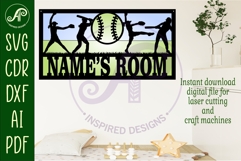 Softball female scene name sign SVG 3 layer laser cut Product Image 2