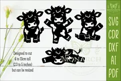 Cute Cows Silhouettes SVG Farm Animal Laser Cut Files 1 Product Image 2