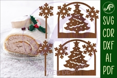 Yule log ends and toppers Christmas desert laser cut design Product Image 2