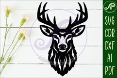 Stag deer face wall art sign, SVG file. vector Product Image 2