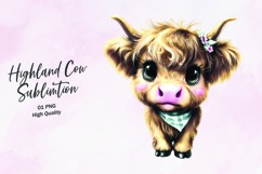Highland Baby cow clipart sublimation png Product Image 1