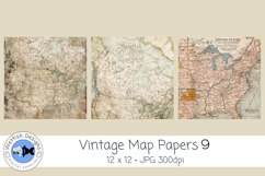 Vintage Map Papers 9 Junk Journal Paper Product Image 3