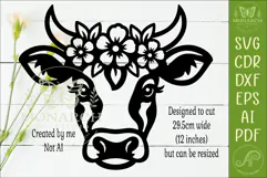 Floral Cow Laser Cut File, Farmhouse Cow Wall Decor SVG Product Image 2