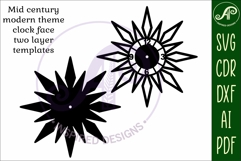 Mid century modern clock wall clock laser cut design 4 Product Image 2