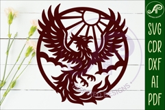Phoenix Bird wall art sign, SVG file. Fire bird Product Image 2