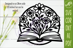 Open Book Floral Wall Art SVG Laser Cut File Reading Decor Product Image 2