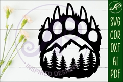 Bear paw print mountain scene wall sign Product Image 2