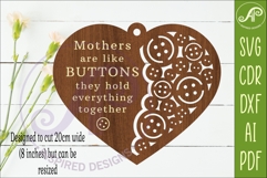 Mothers Are Like Buttons SVG, Mother’s Day Laser Cut Heart Product Image 2