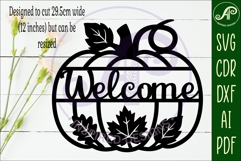 Pumpkin fall welcome wall sign svg laser cut file Product Image 2