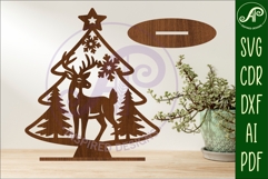 Christmas tree stand, laser cut file, deer christmas tree Product Image 2
