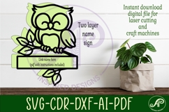 Cute owl personalized name sign laser cut Product Image 2