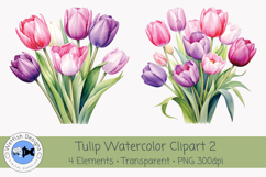 Spring Tulips PNG Watercolor Clipart 2 Product Image 3