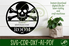 Skull and crossbones name wall art sign Product Image 2