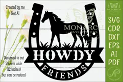 Howdy Friends Horse Sign SVG Western Ranch Decor Horseshoe Product Image 2