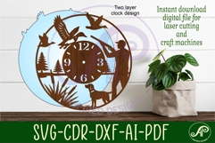 Duck hunting clock wall clock laser cut files Product Image 2