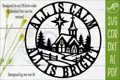 All Is Calm All Is Bright Christmas Church Wall Sign SVG Product Image 2