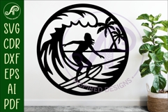 Surfer female wall sign, SVG file. vector sign Product Image 2
