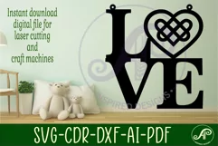 Love word with celtic heart wall art sign, SVG file. vector Product Image 2