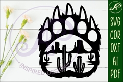 Bear paw print with Cactus Desert wall sign Product Image 2
