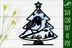 Christmas tree stand, laser cut file, Robin bird Product Image 2